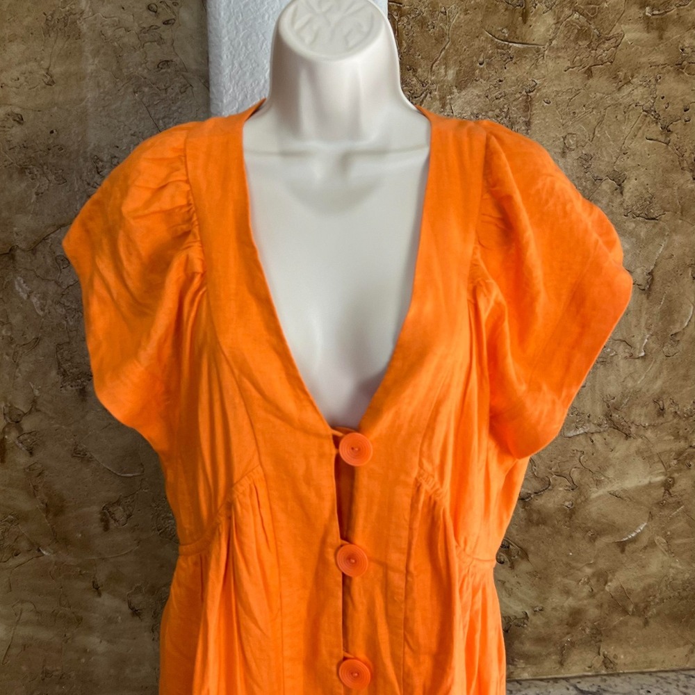 NWT Anthropologie The Renee Midi Dress Small Button Front Flutter Sleeve $168‎ - Picture 3 of 10